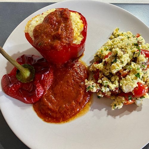 IMG 5082 Gefüllte Paprika mit Couscous & dazu Teboulé